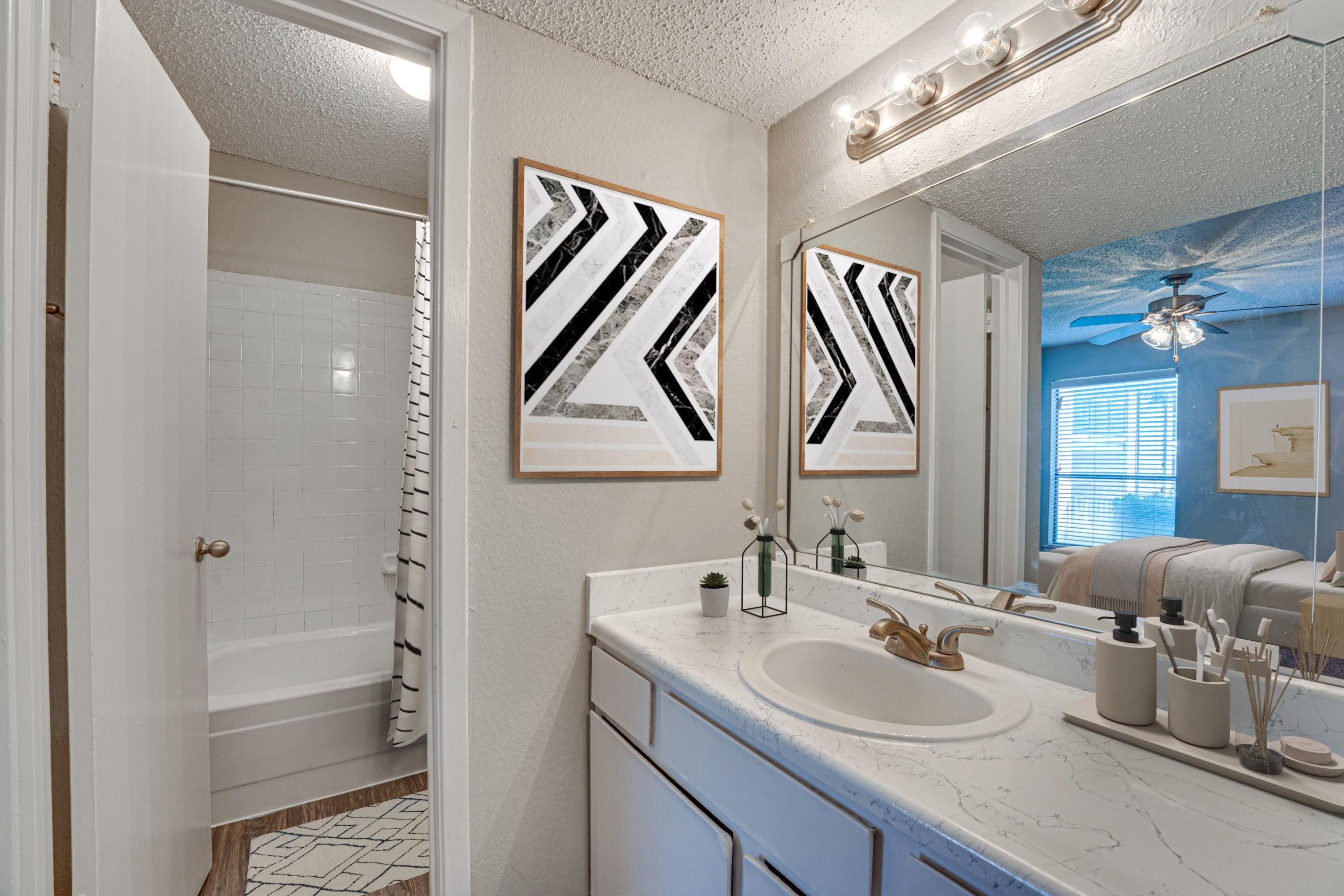 Updated Bathroom at Bardin Oaks Apartments, Arlington